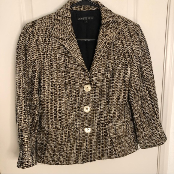 Lafayette 148 Tweed Patterned Jacket sz 6 Blazer textured like new - Picture 2 of 12